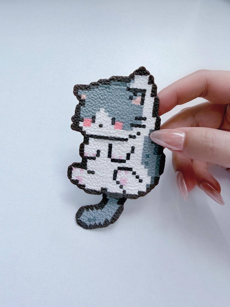 【アイロンビーズ図案】ゆらゆら揺れる!かわいい猫としっぽの図案集 9種セット / ドット絵データ(JPG/PNG)