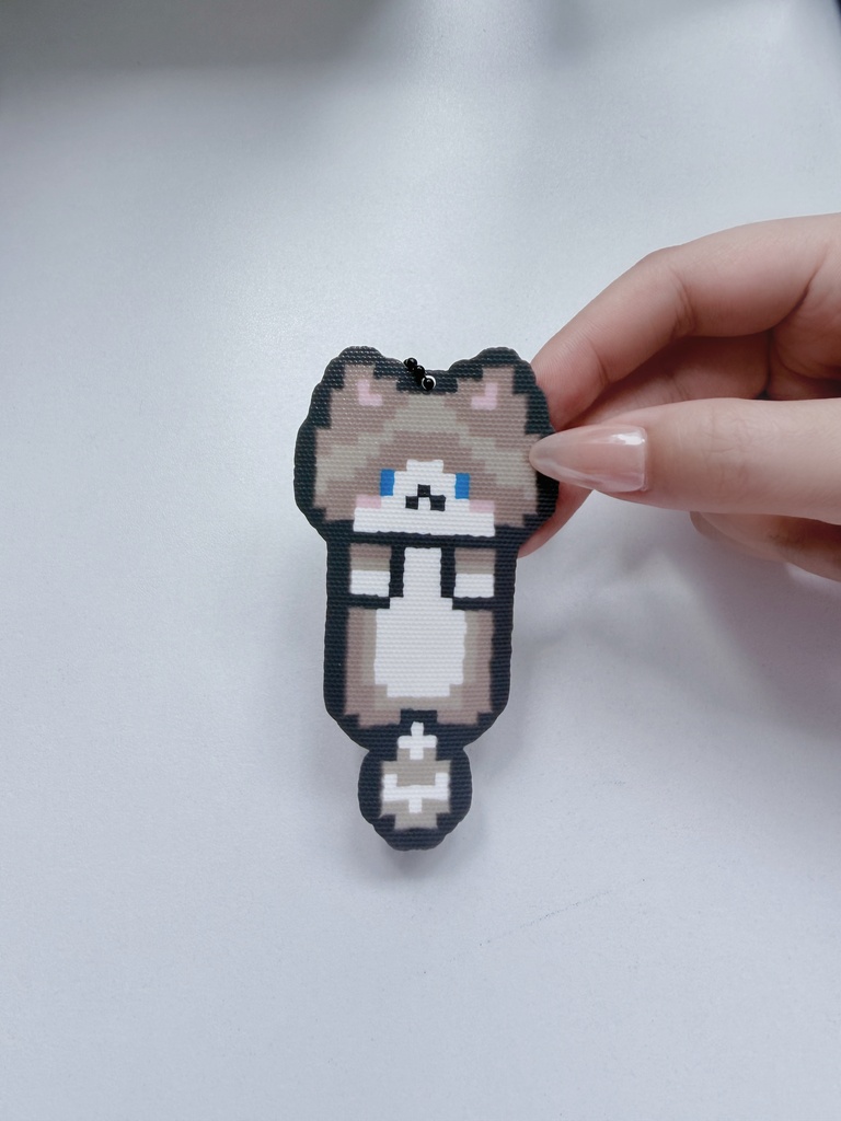 【アイロンビーズ・クロスステッチ図案】ゆらゆら可愛い!猫のキーホルダー&ミニ肉球 8種セット(色番号・個数つき) / ドット絵データ