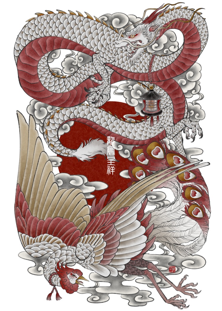 龍鳳呈祥(文字)スウェット 白・黒