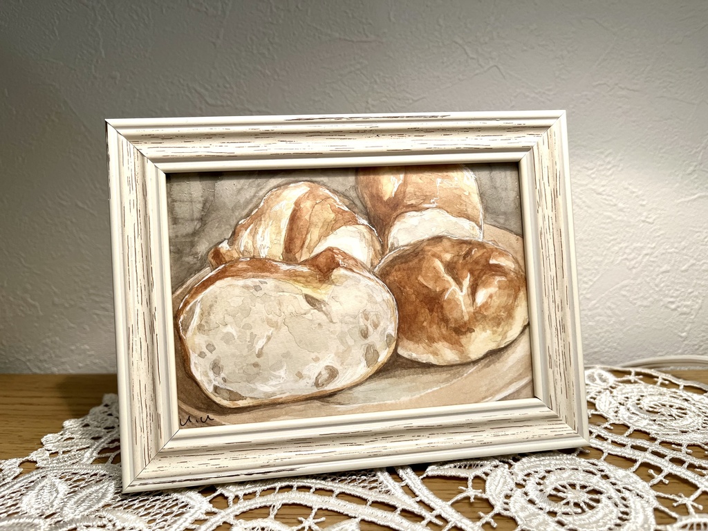 額付き水彩原画〈パン〉/L判