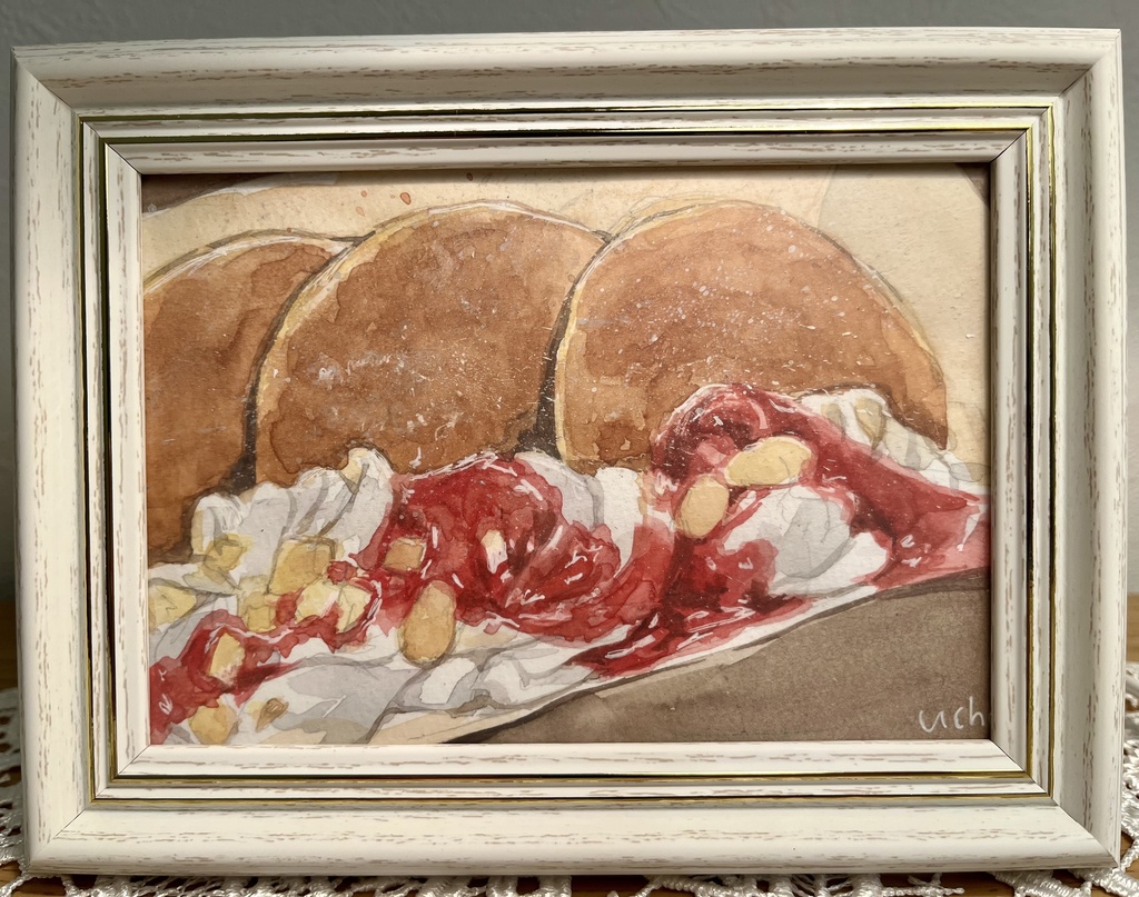 額付き水彩原画〈パンケーキ〉/L判サイズ