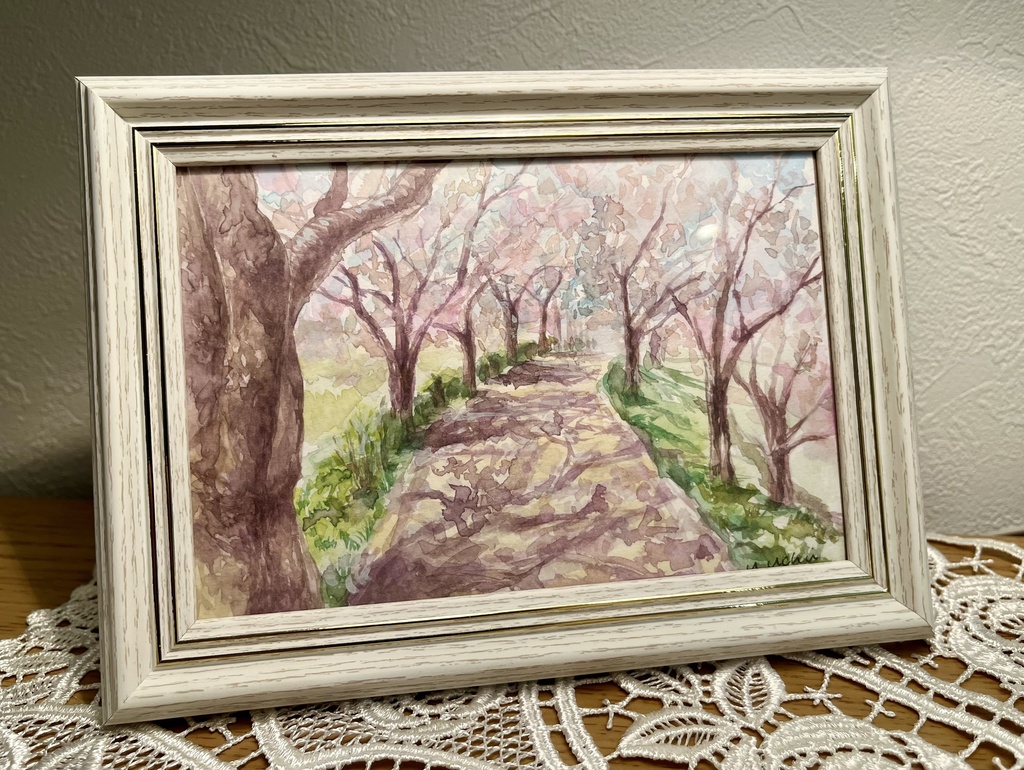 和紙ちぎり絵『満月と桜』葉書サイズ原画 定価の88％ＯＦＦ - 絵画