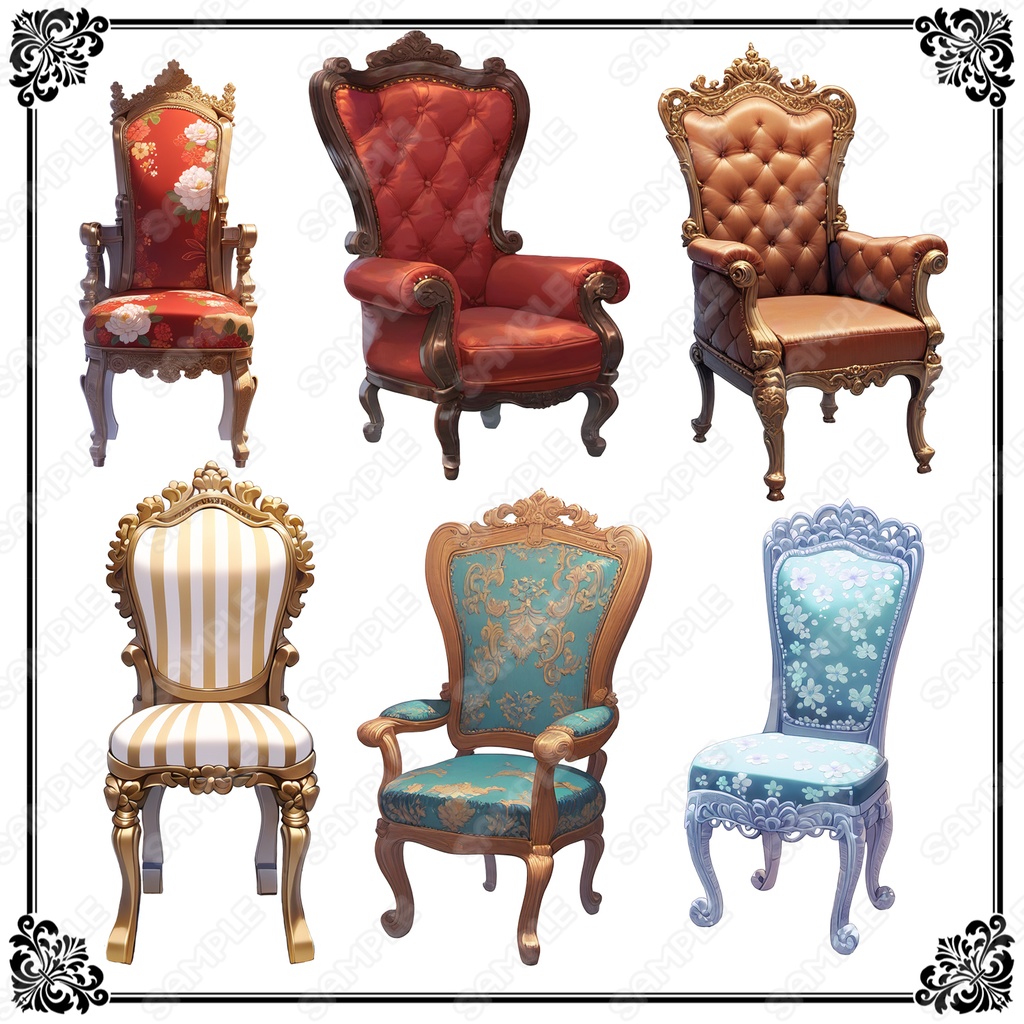 【Item001】アンティーク風_椅子素材_20種セット