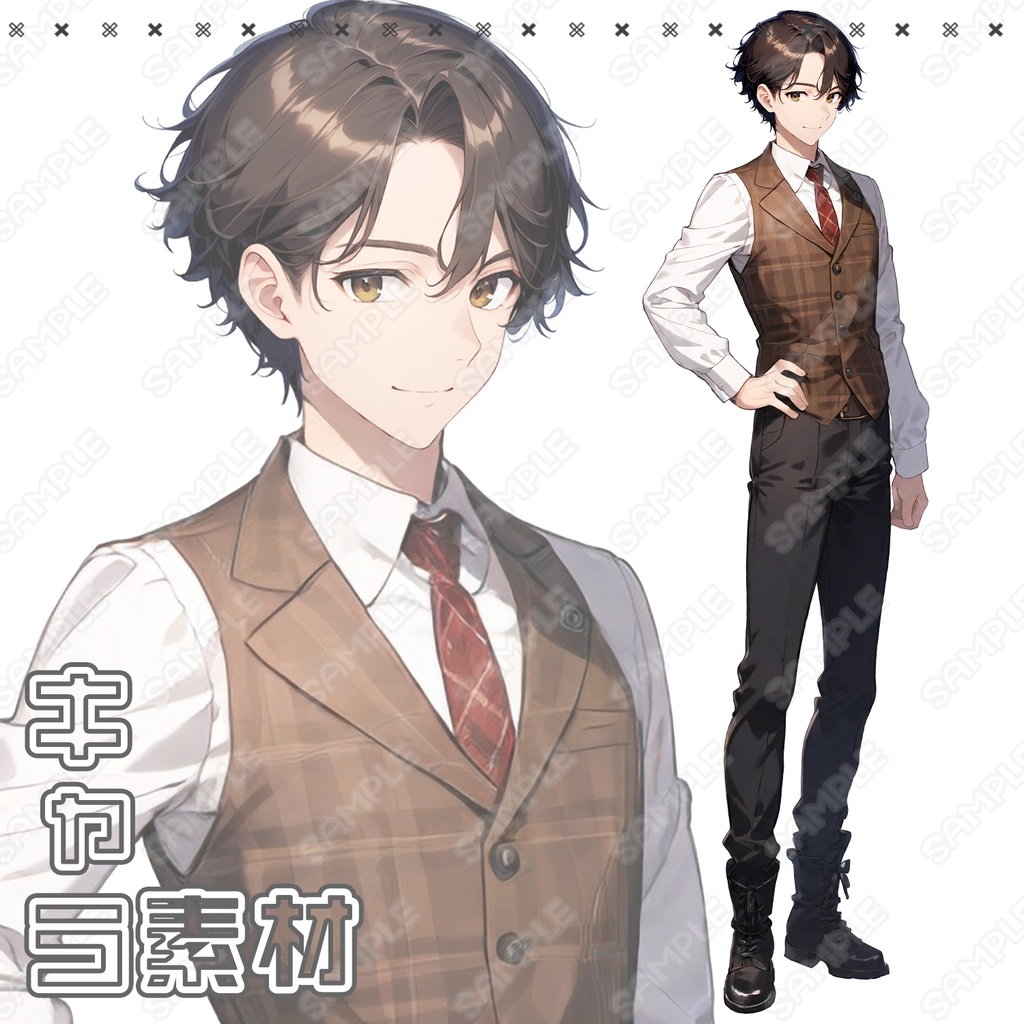 【073】キャラ素材_探偵風男性_助手付き_【3体セット】