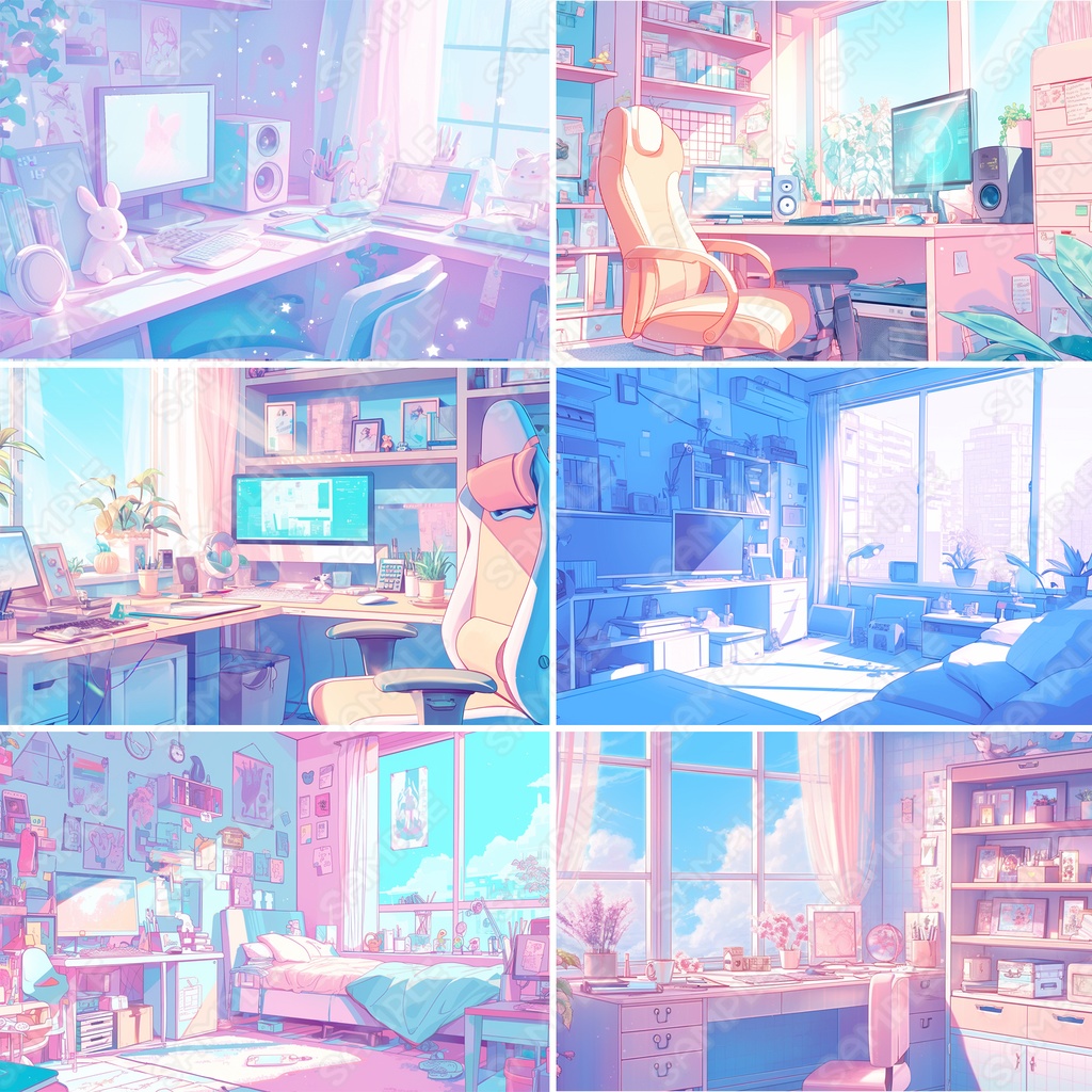 【BG010】かわいい系の部屋_背景素材_20枚セット