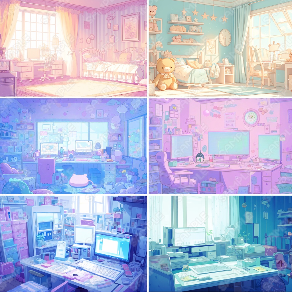 【BG010】かわいい系の部屋_背景素材_20枚セット