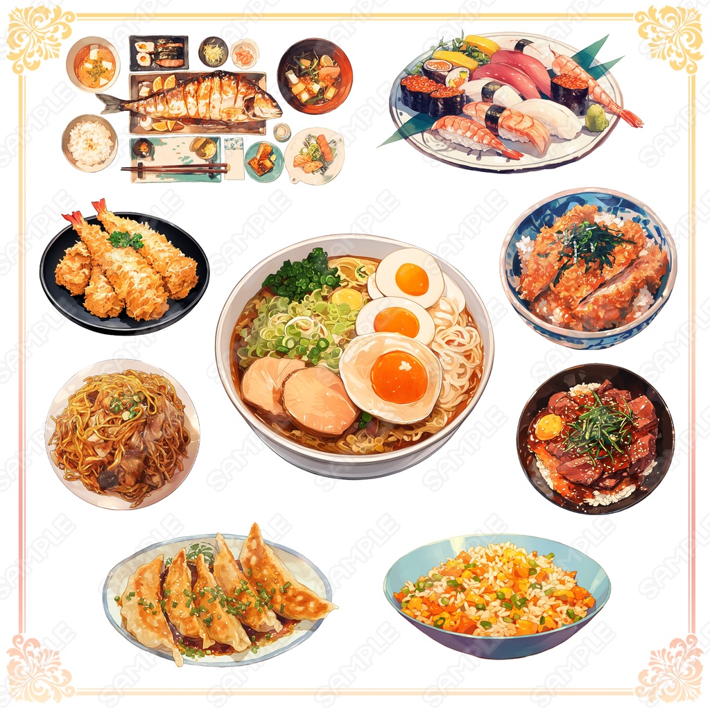 【Item005】食べ物_イラスト素材_20種セット