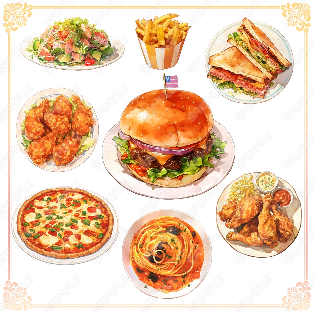 【Item005】食べ物_イラスト素材_20種セット