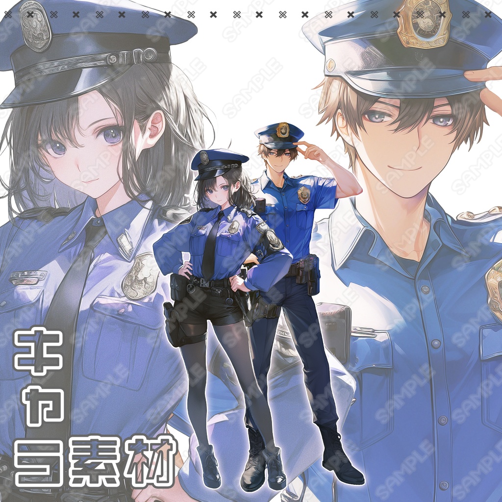 【104】キャラ素材_警察官風_男女セット