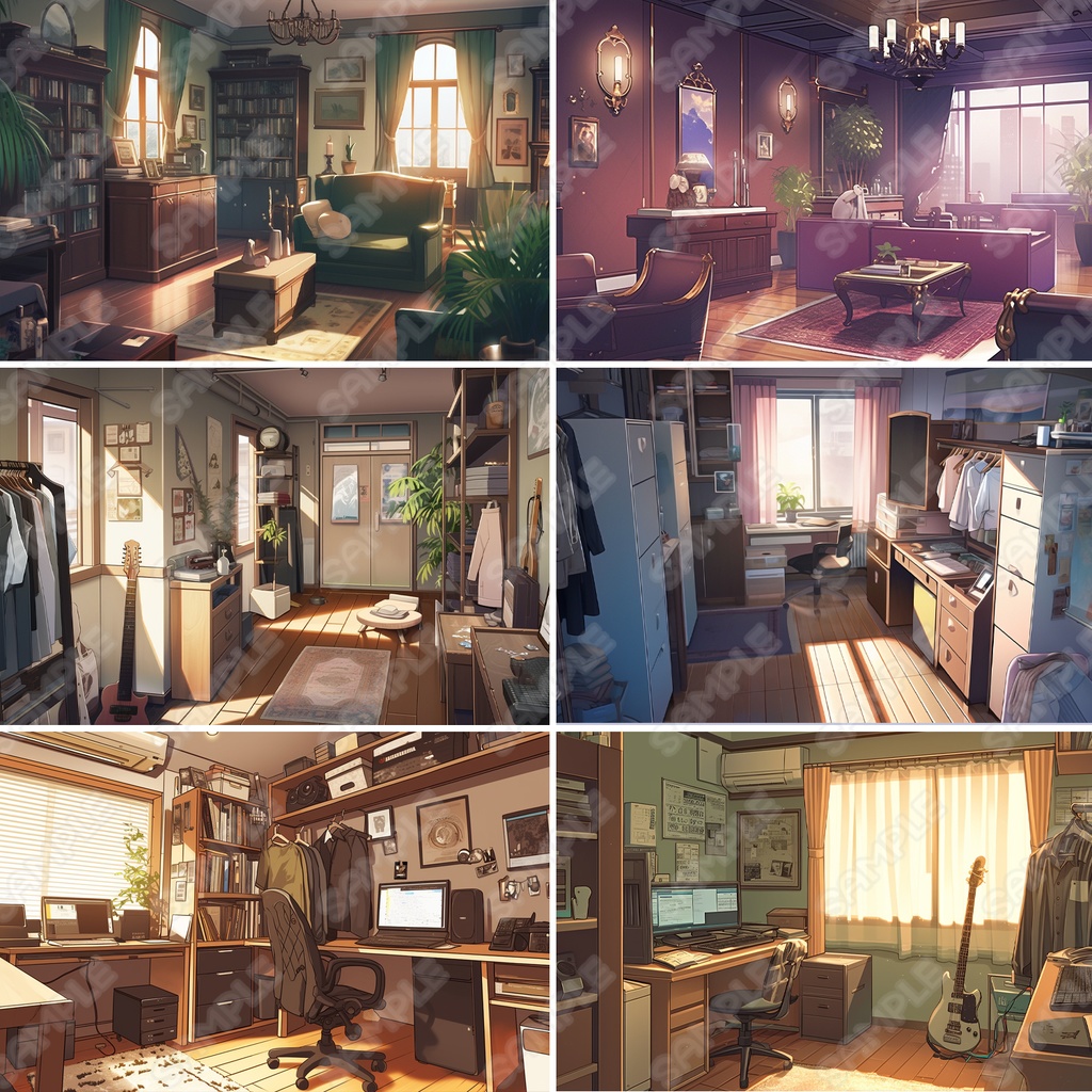 【BG012】クール系の部屋_背景素材_20枚セット