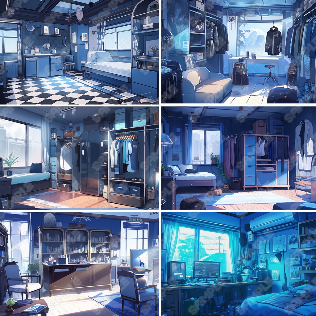 【BG012】クール系の部屋_背景素材_20枚セット