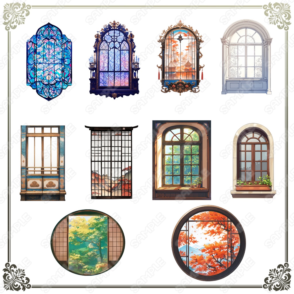 【Item008】ドア・窓素材_20種セット