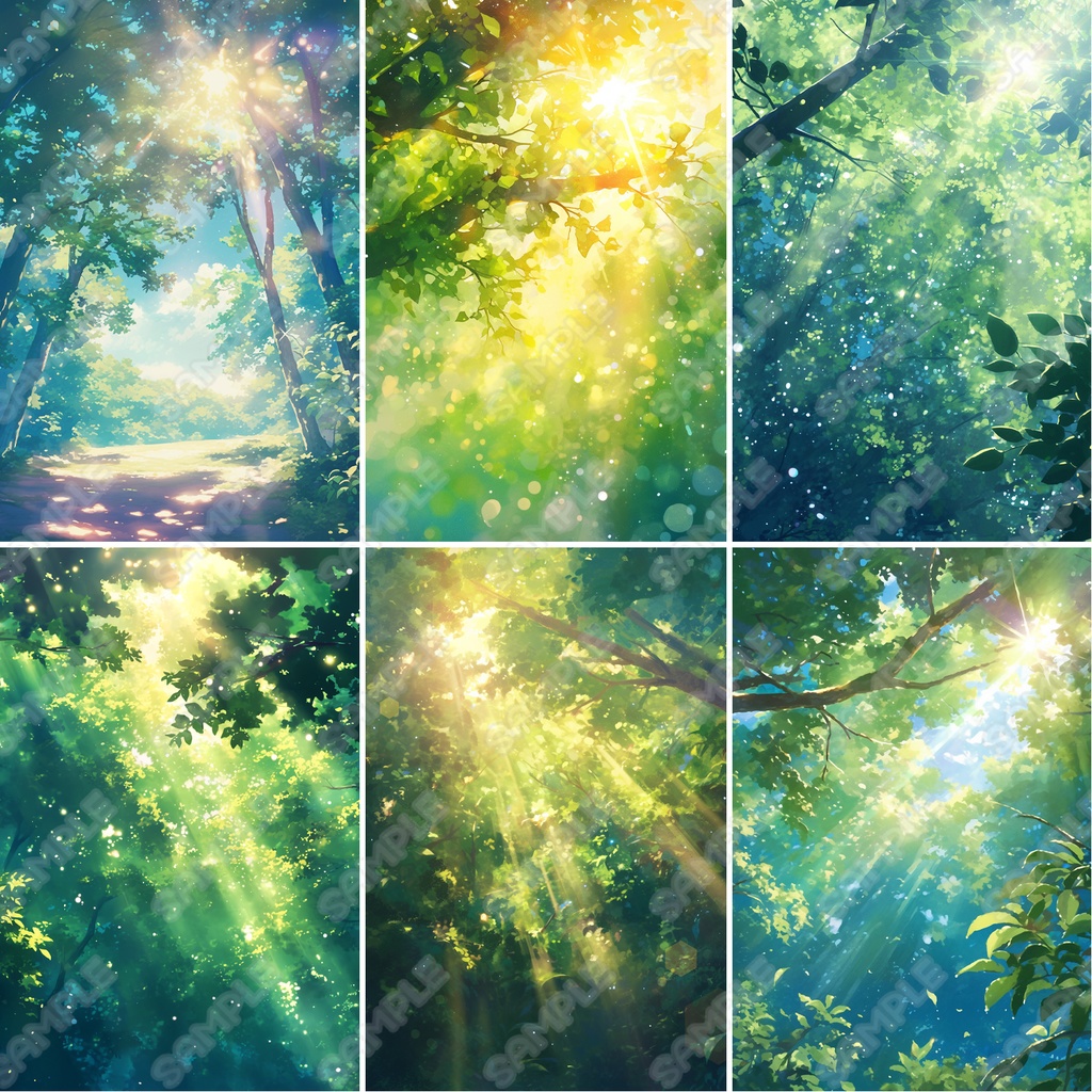 【BG013】お手軽_木漏れ日_背景素材10枚セット