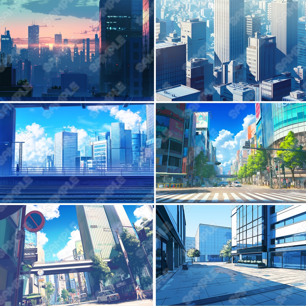 【BG015】住宅街・オフィス街_背景素材_20枚セット