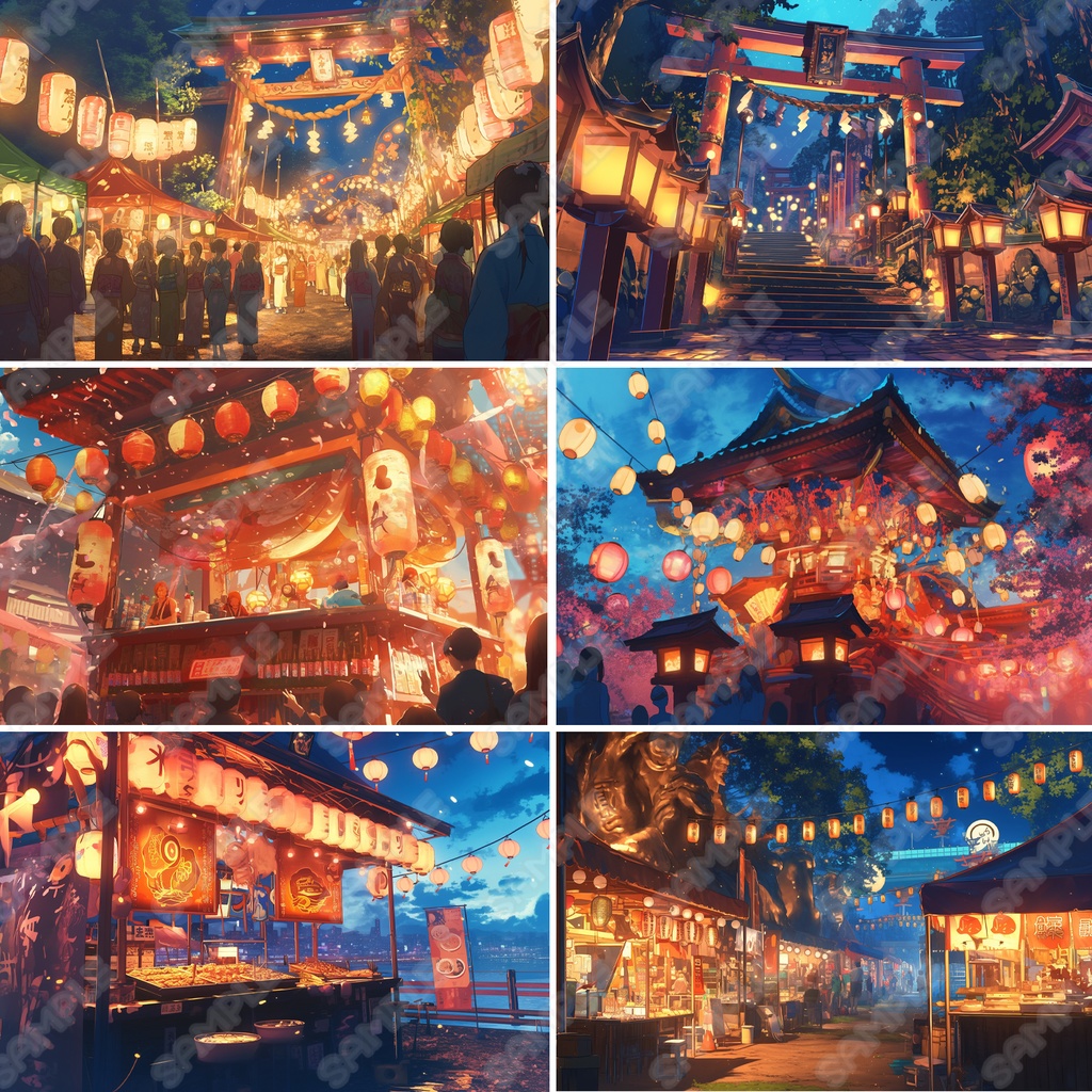 【BG017】夏祭り・花火_背景素材_20枚セット