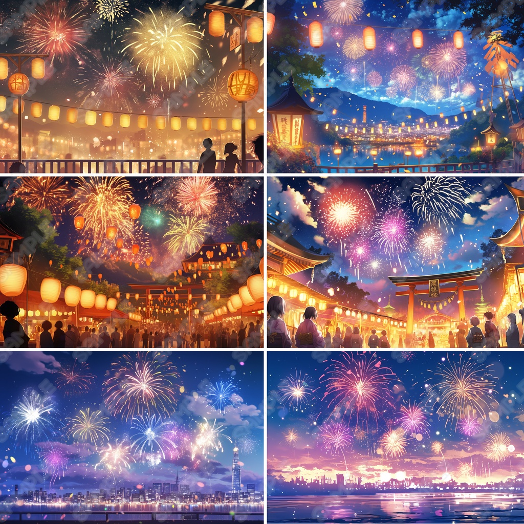 【BG017】夏祭り・花火_背景素材_20枚セット