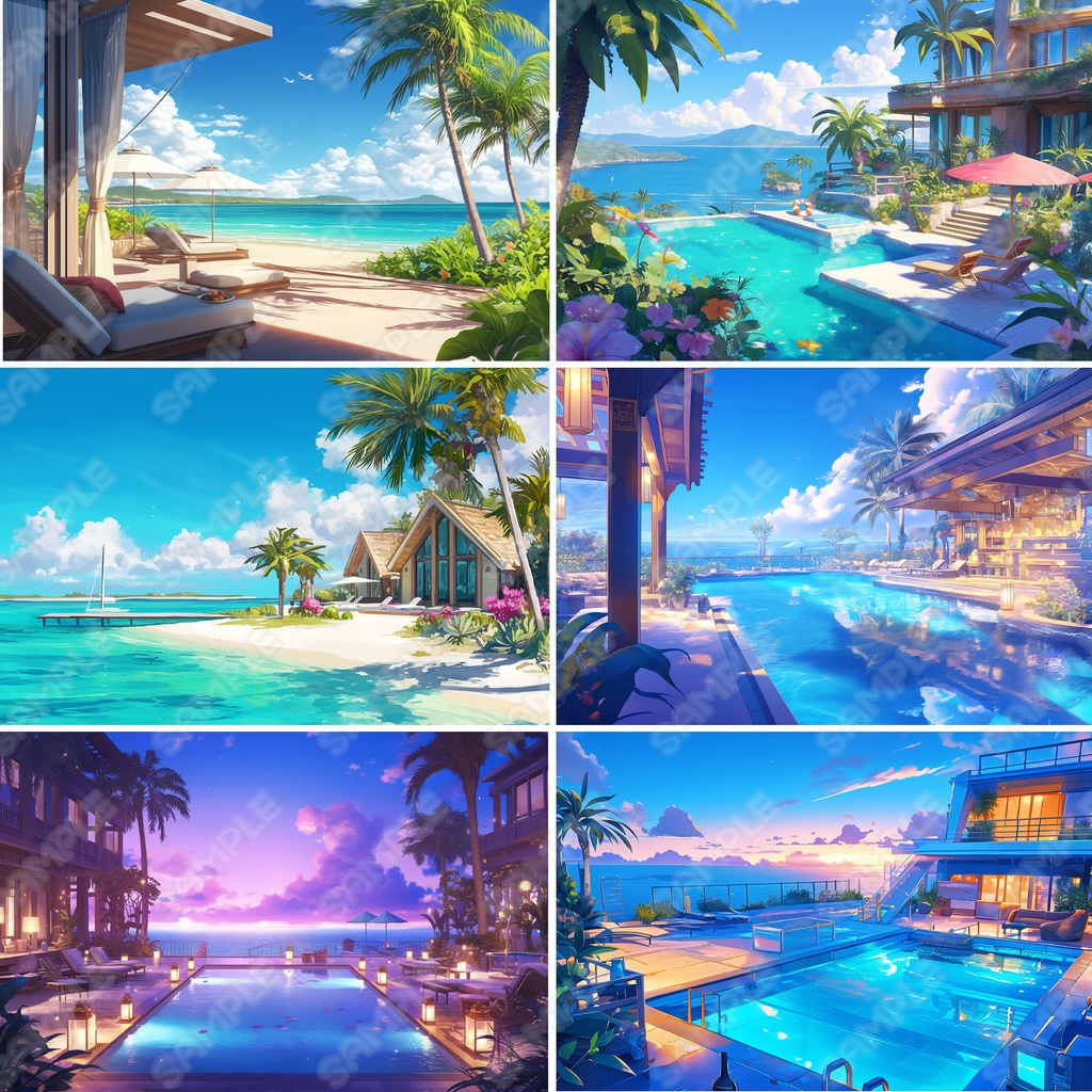 【BG019】海辺・リゾート地_背景素材_20枚セット