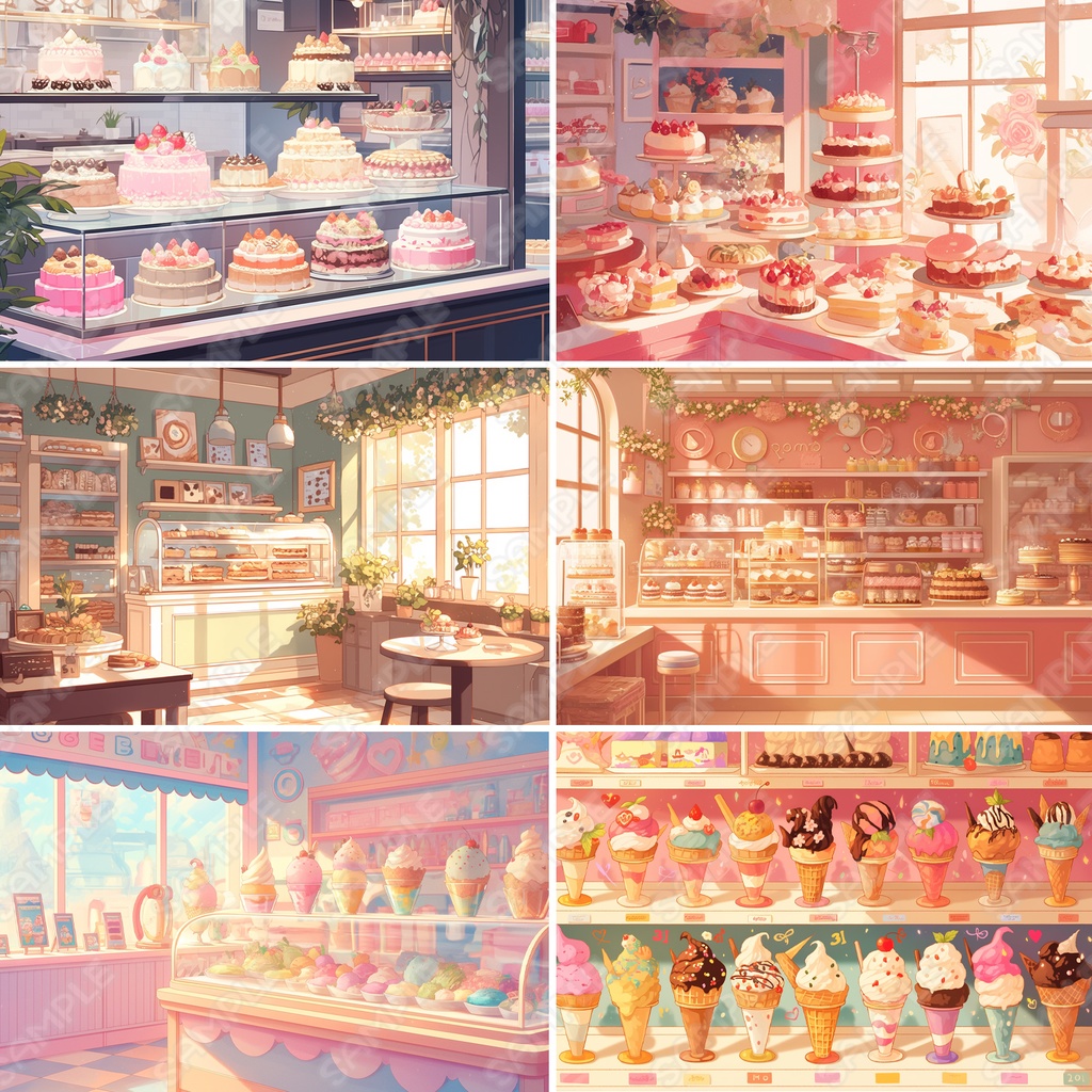 【BG021】カフェ・ベーカリー・ケーキ屋系_背景素材_20枚セット