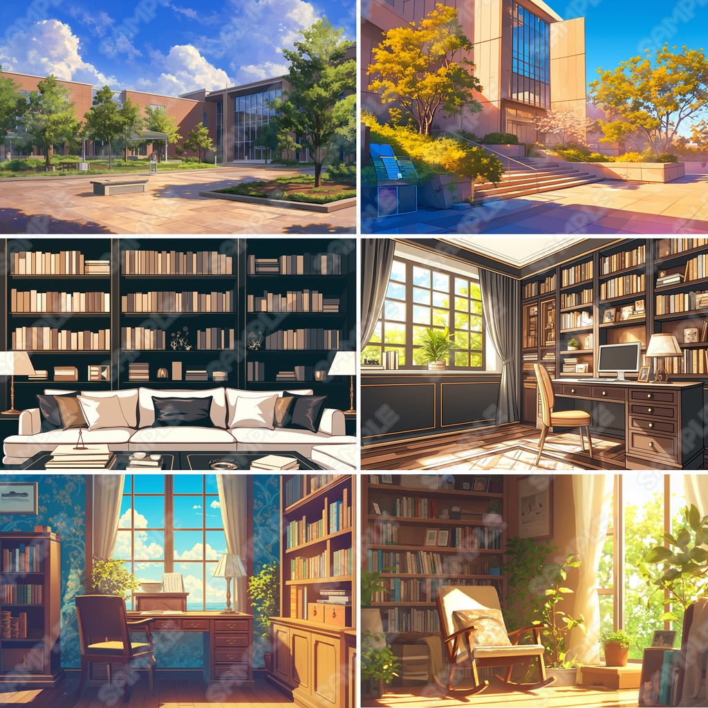 【BG022】図書館・書斎_背景素材_20枚セット【おまけ有】