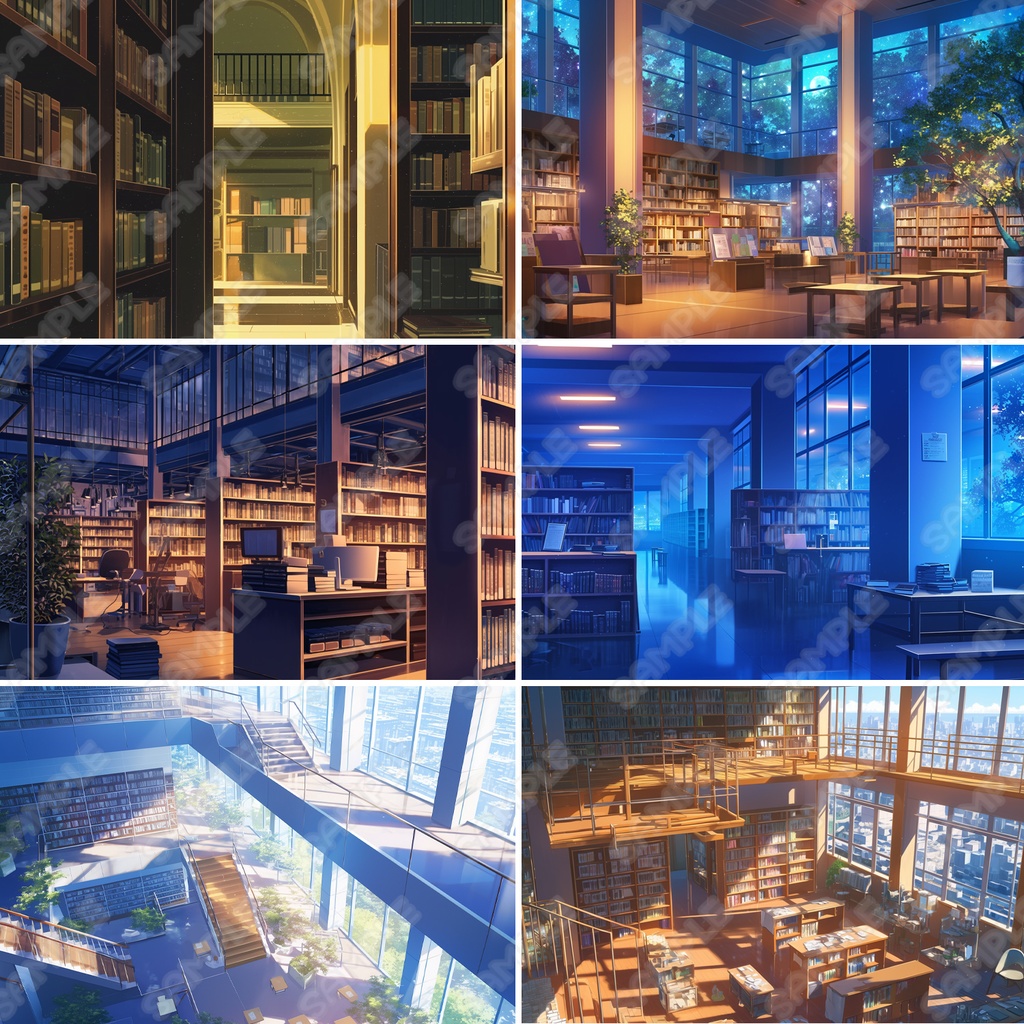 【BG022】図書館・書斎_背景素材_20枚セット【おまけ有】