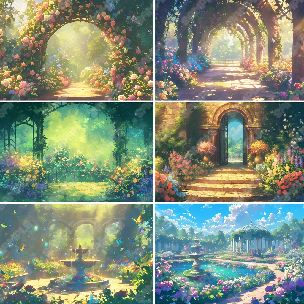 【BG023】庭園・花畑_背景素材_20枚セット