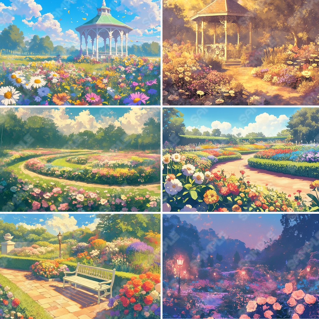 【BG023】庭園・花畑_背景素材_20枚セット