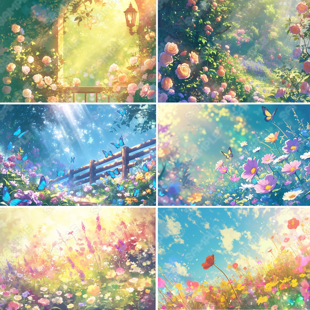 【BG023】庭園・花畑_背景素材_20枚セット