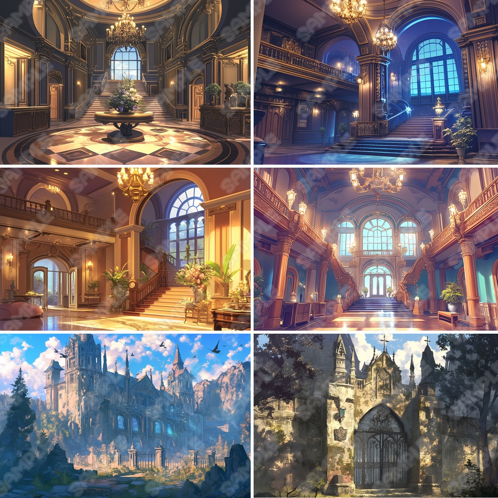 【BG024】洋館・お屋敷・お城_背景素材_20枚セット