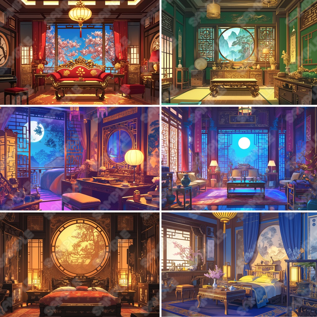 【BG025】中華風の街並み・部屋_背景素材_20枚セット