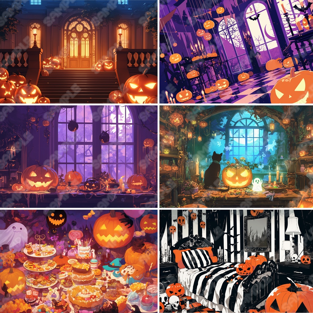 【BG026】ハロウィン風の背景素材_20枚セット