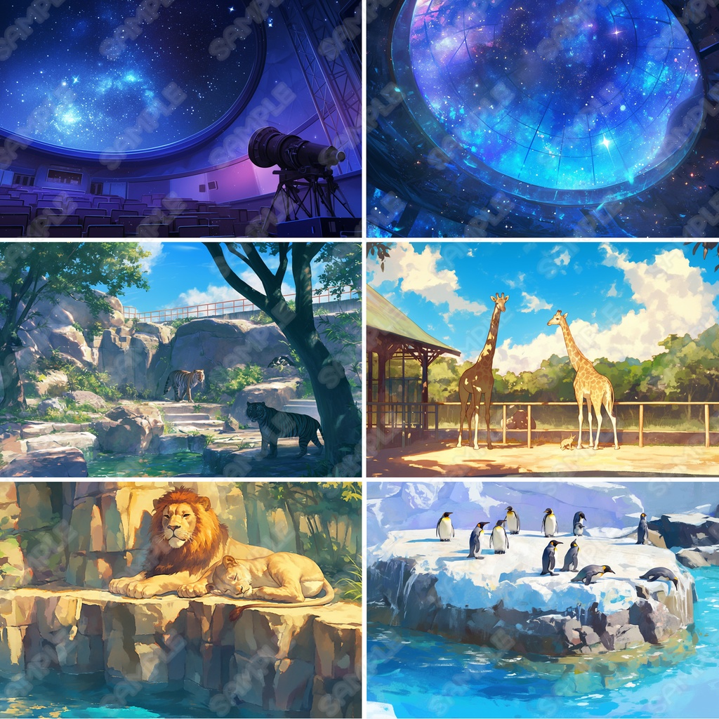 【BG028】水族館・博物館・動物園系の背景素材_20枚セット