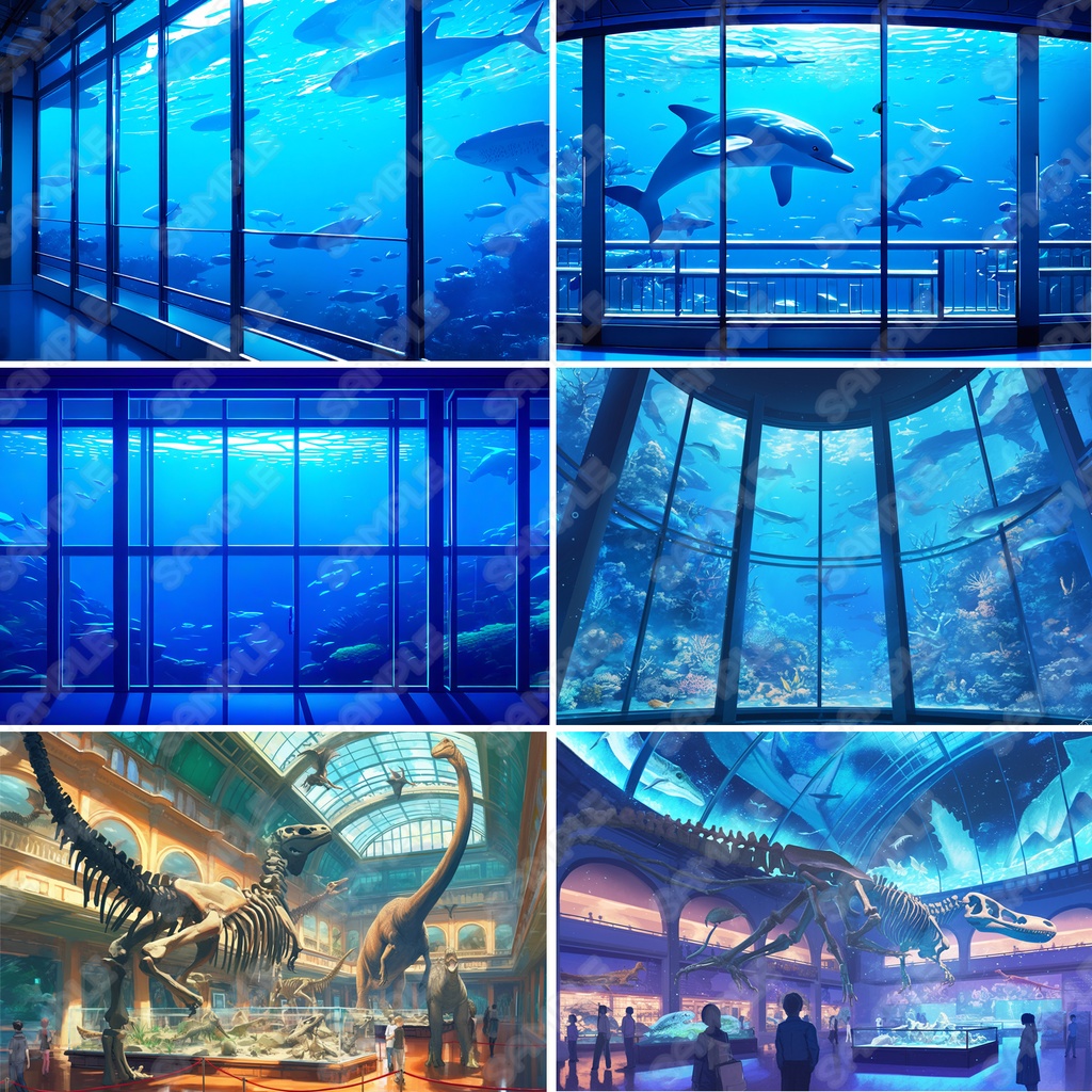 【BG028】水族館・博物館・動物園系の背景素材_20枚セット