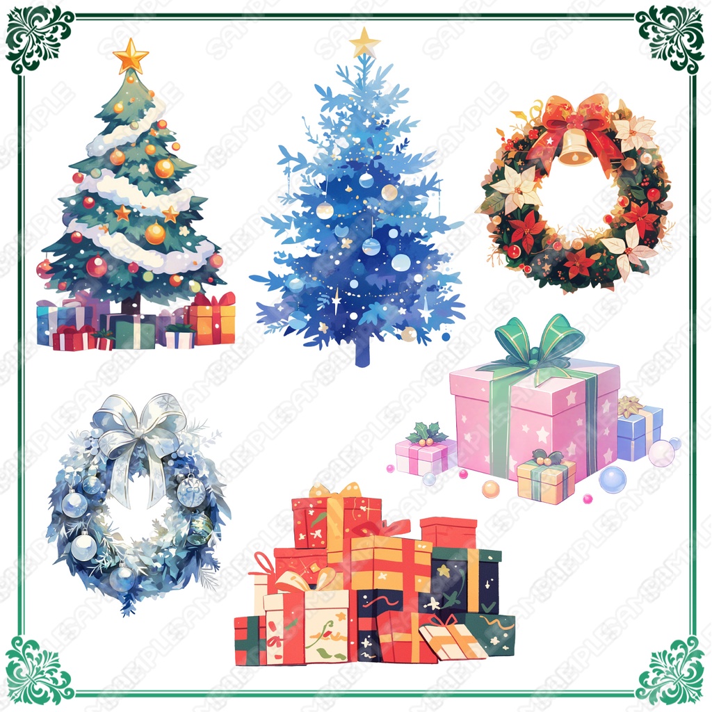 【BG029】クリスマス背景&アイテム素材_30種セット