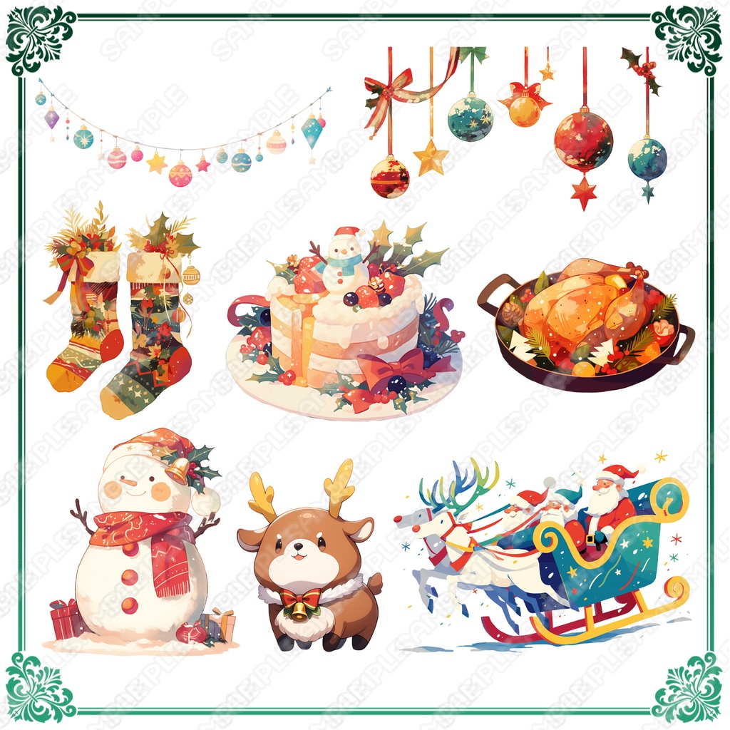 【BG029】クリスマス背景&アイテム素材_30種セット