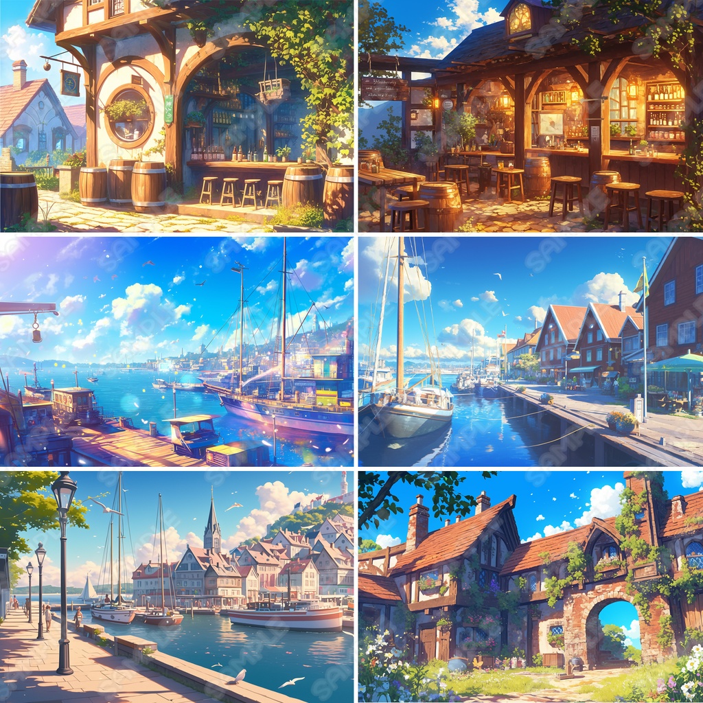 【BG030】西洋風の街並みの背景素材_20枚セット