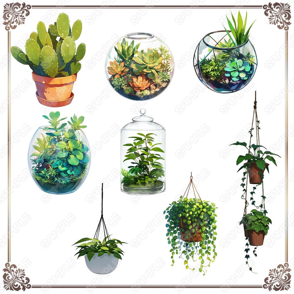 【Item017】観葉植物イラスト素材_20種セット