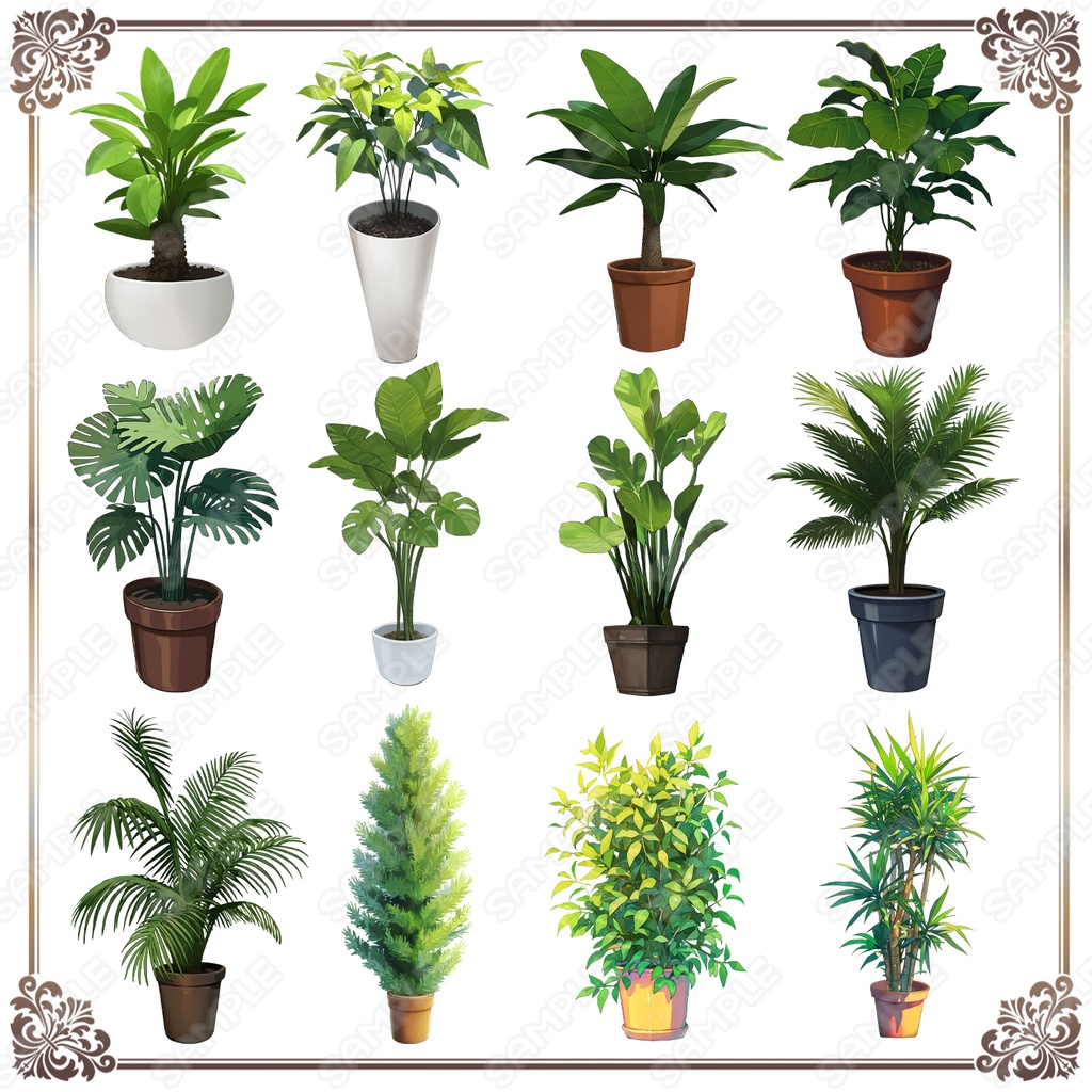 【Item017】観葉植物イラスト素材_20種セット
