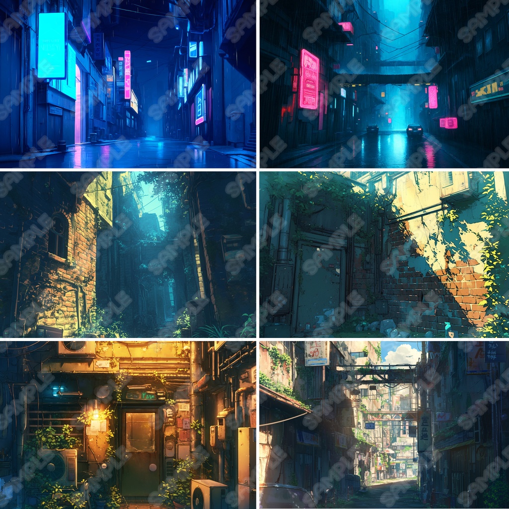 【BG032】路地裏・スラム街っぽい背景素材_20枚セット