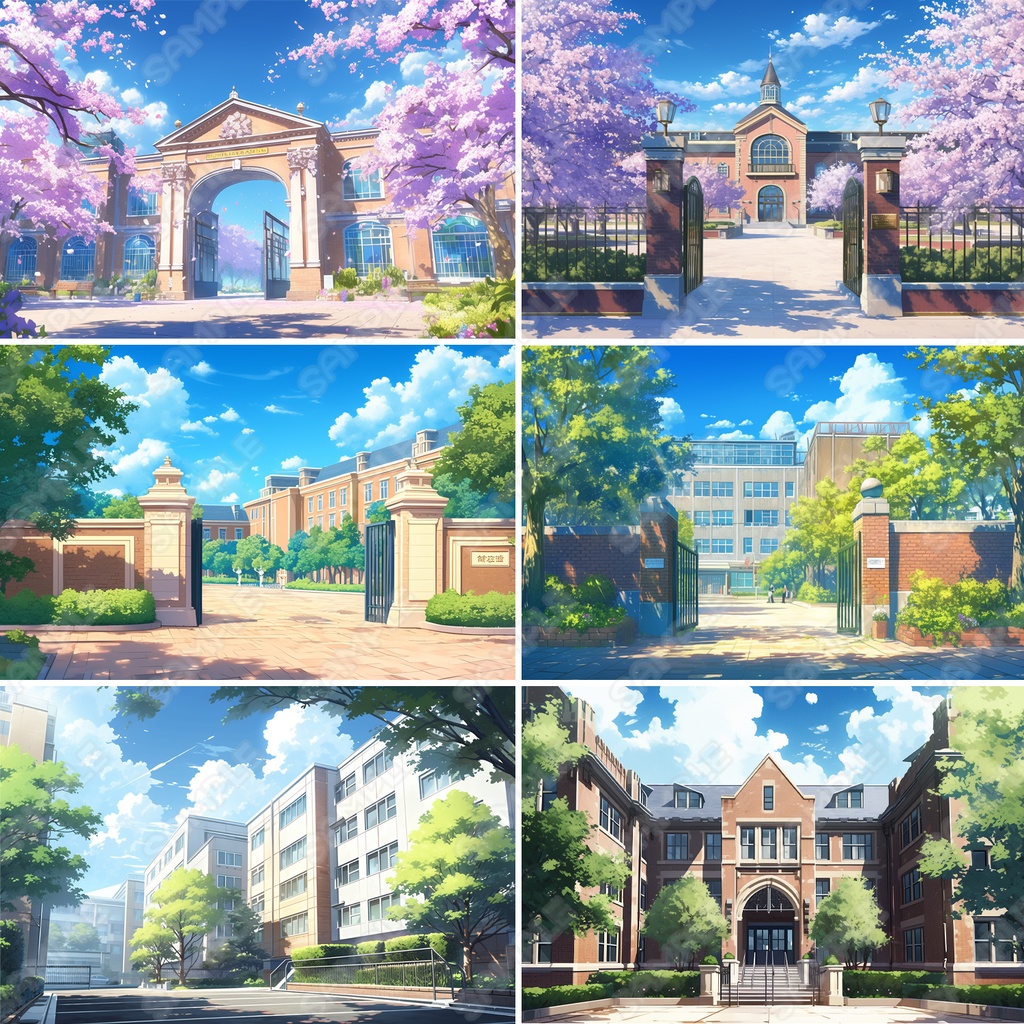 【BG033】学校背景2_イラスト素材_24枚セット