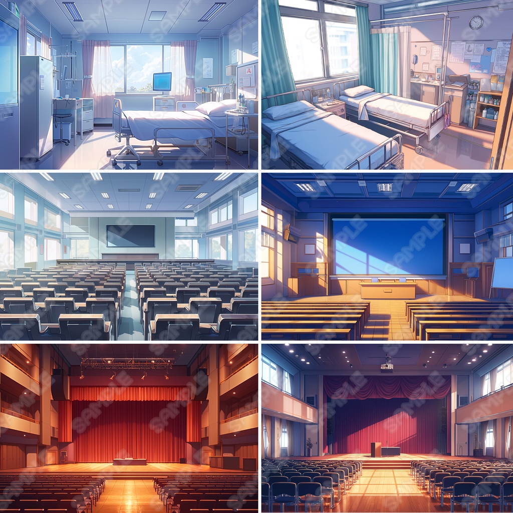 【BG033】学校背景2_イラスト素材_24枚セット