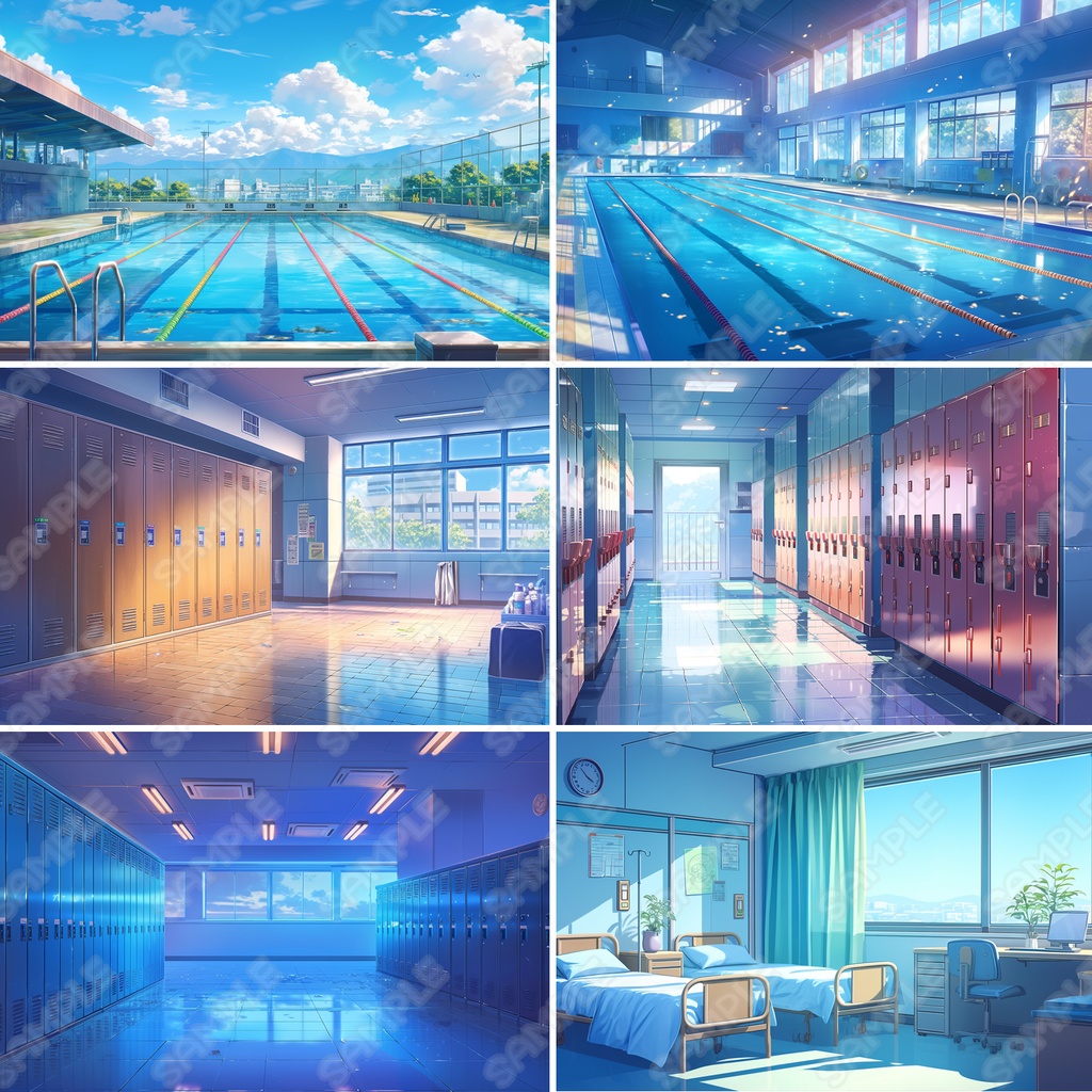 【BG033】学校背景2_イラスト素材_24枚セット