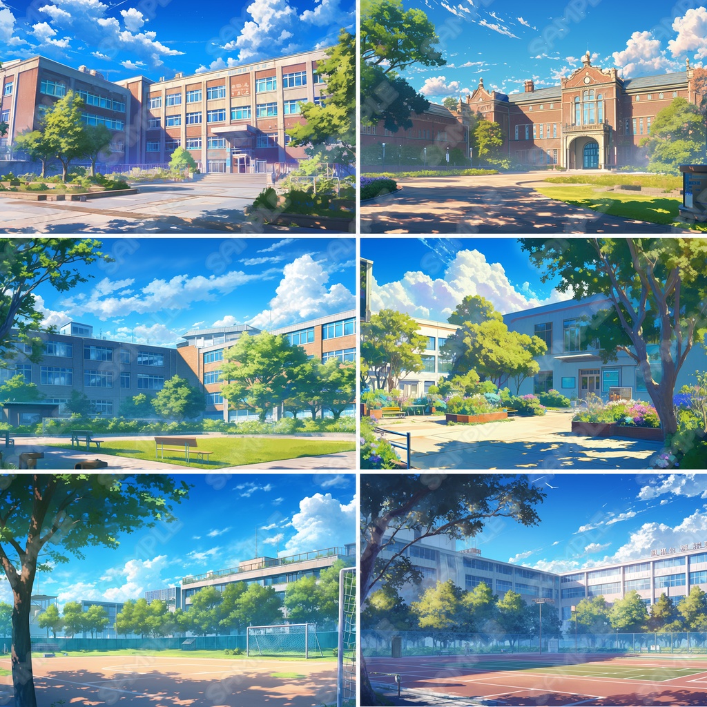 【BG033】学校背景2_イラスト素材_24枚セット