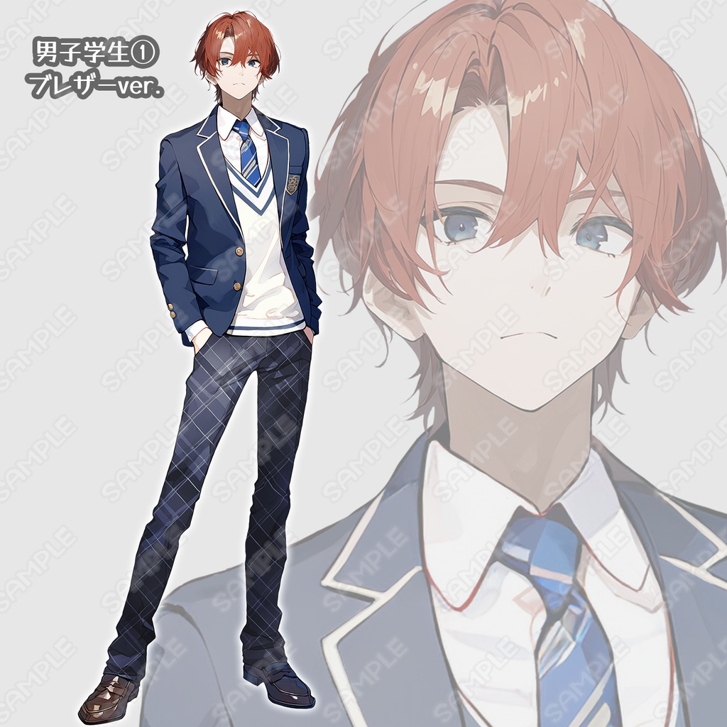 【sChara001】男子学生キャラ素材_3体セット