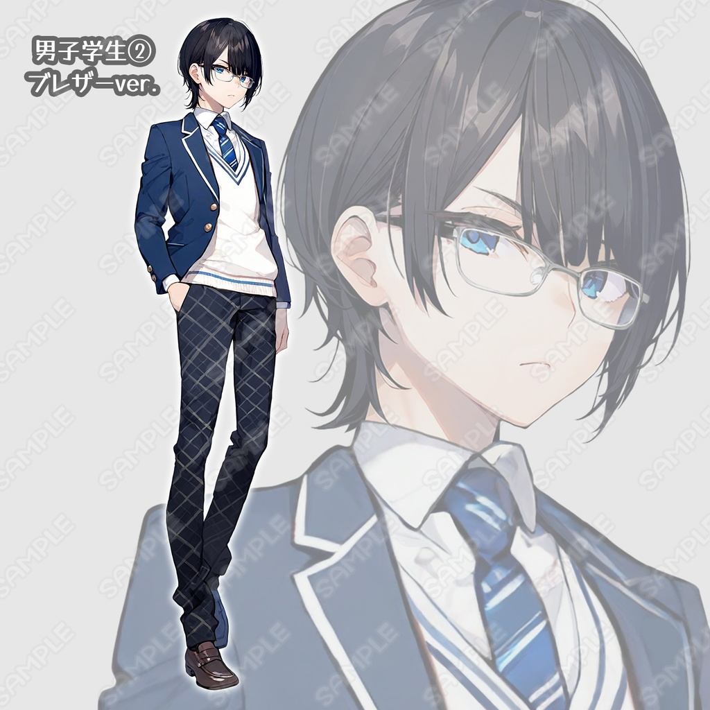 【sChara001】男子学生キャラ素材_3体セット