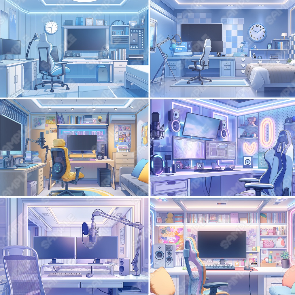 【BG036】作業部屋・配信部屋っぽい背景素材_20枚セット