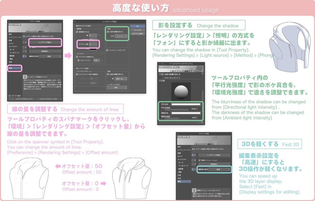 【3D】パーカーのフード(全6種)Ver.1.1 for CLIP STUDIO PAINT
