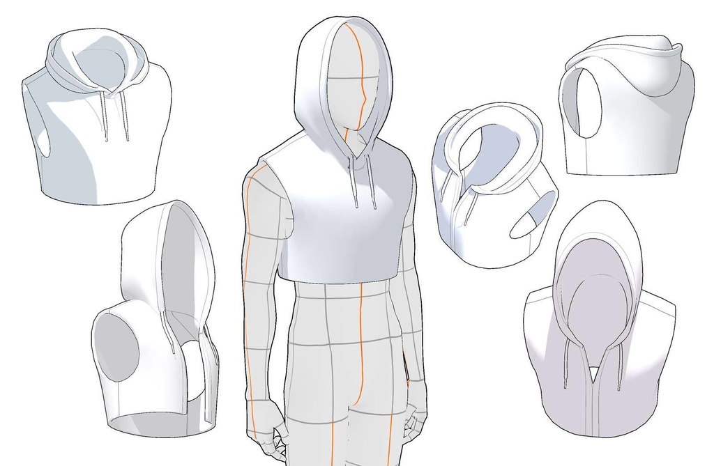 【3D】パーカーのフード(全6種)Ver.1.1 for CLIP STUDIO PAINT