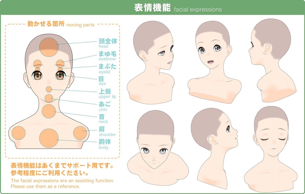 【3D】女性の顔 Ver.2 for CLIP STUDIO PAINT