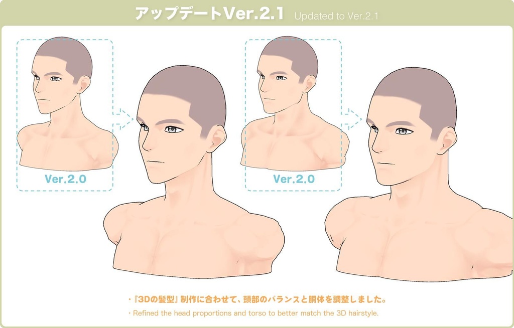 【3D】男性の顔 Ver.2.1(全2種)for CLIP STUDIO PAINT
