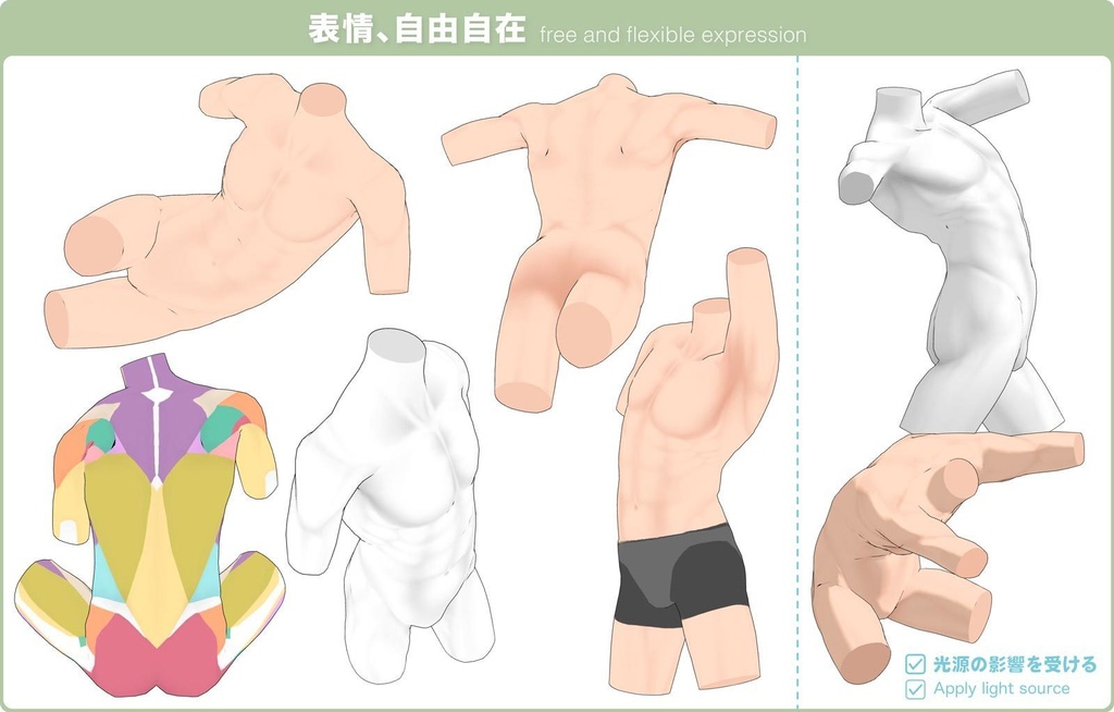 【3D】男性の体 Ver.2 for CLIP STUDIO PAINT